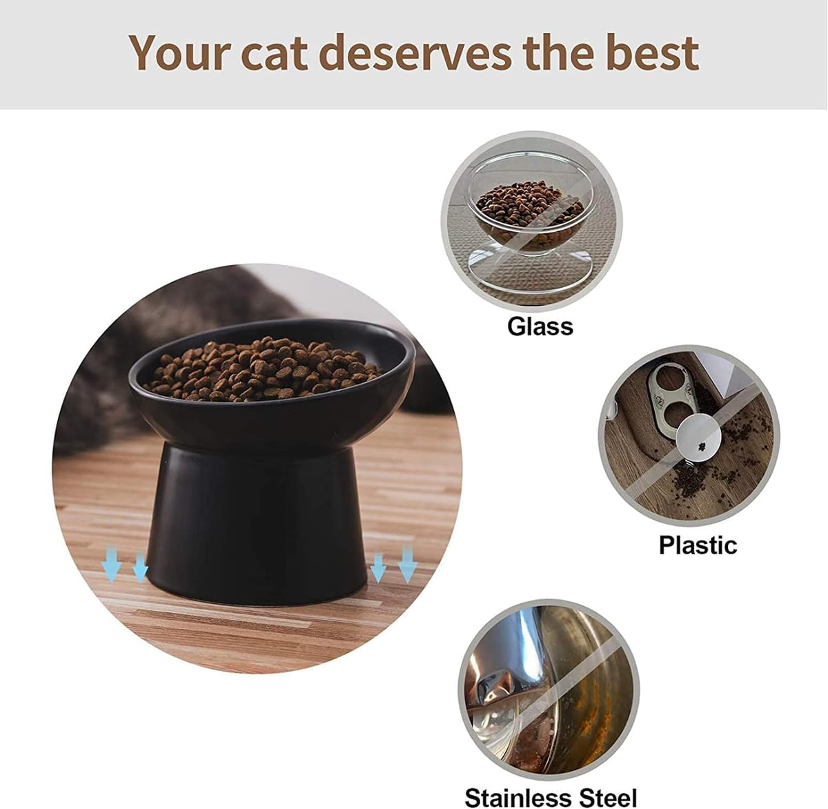 15° Raised Ceramic Cat Bowl Set - Black - product view 2