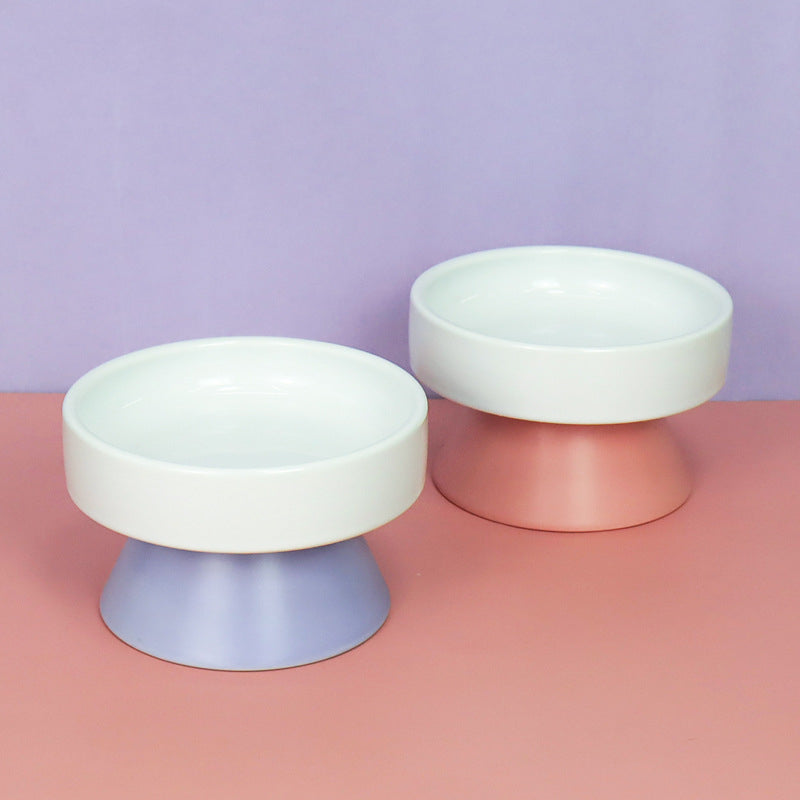 Raised Wide-Mouth Ceramic Cat Bowl - product view 3