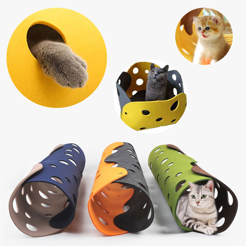 Felt Collapsible Cat Tunnel & Play Mat