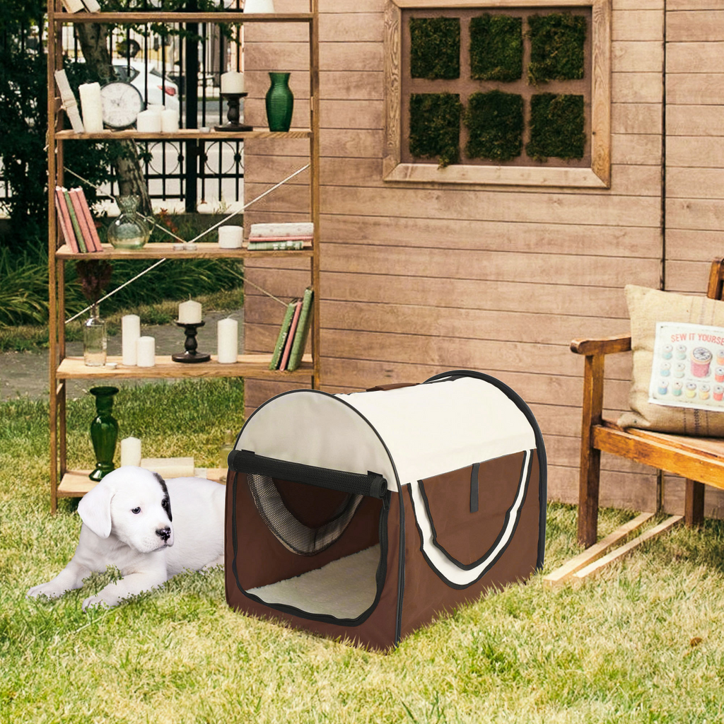 Foldable Soft Pet Travel Crate – Brown – product image 2