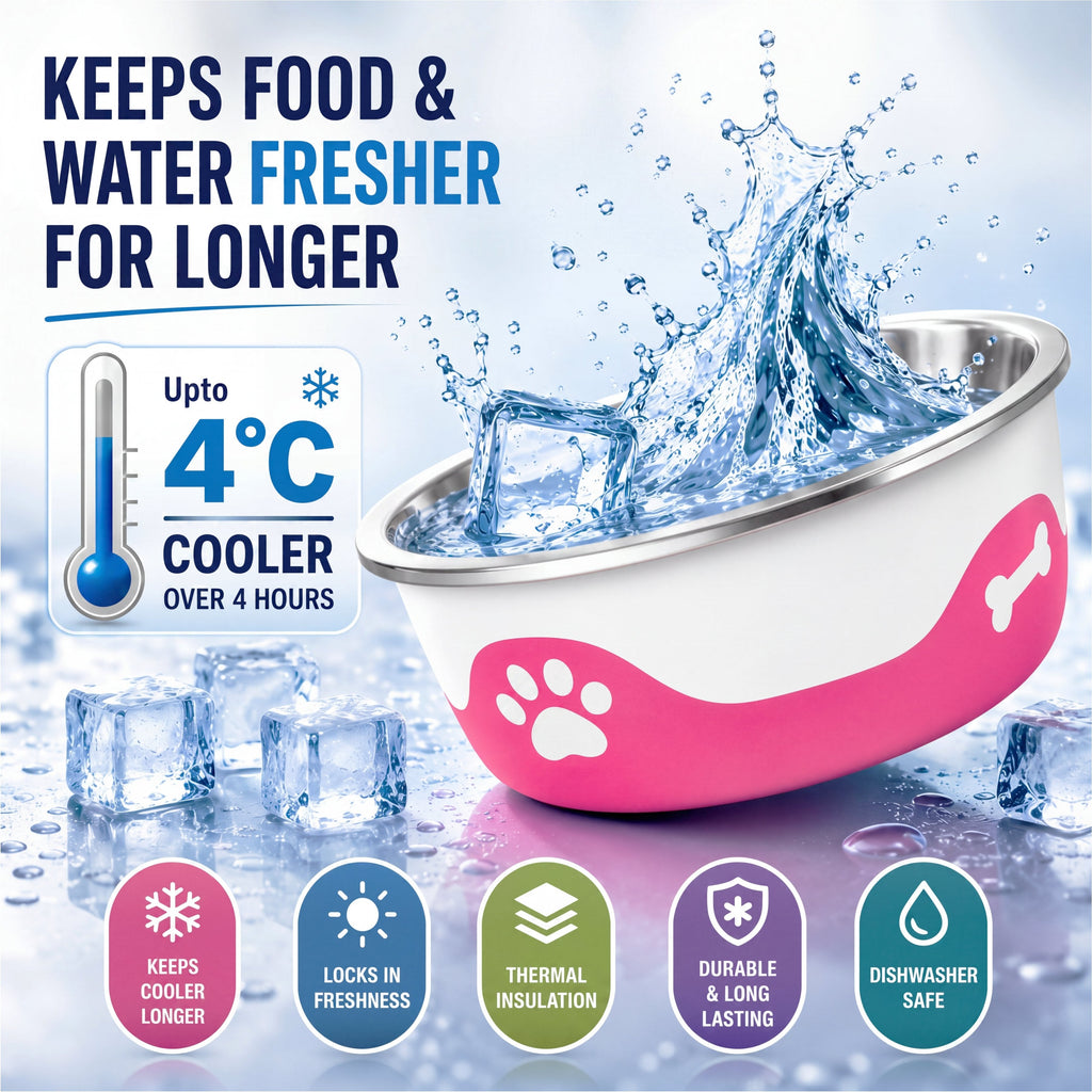 ThermaCool Insulated Dog Bowl - Hot Pink - product view 2