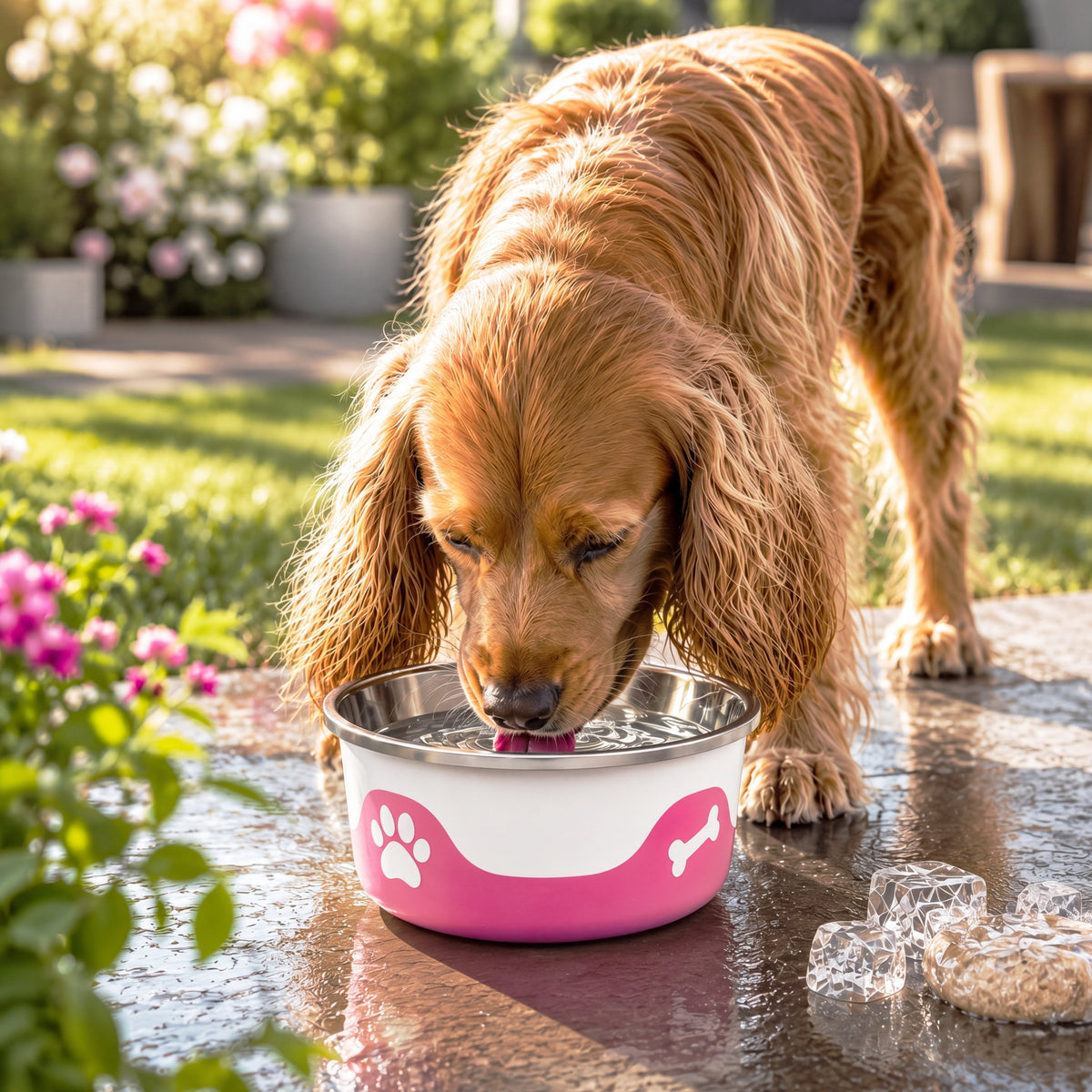 ThermaCool Insulated Dog Bowl - Hot Pink - product view 4