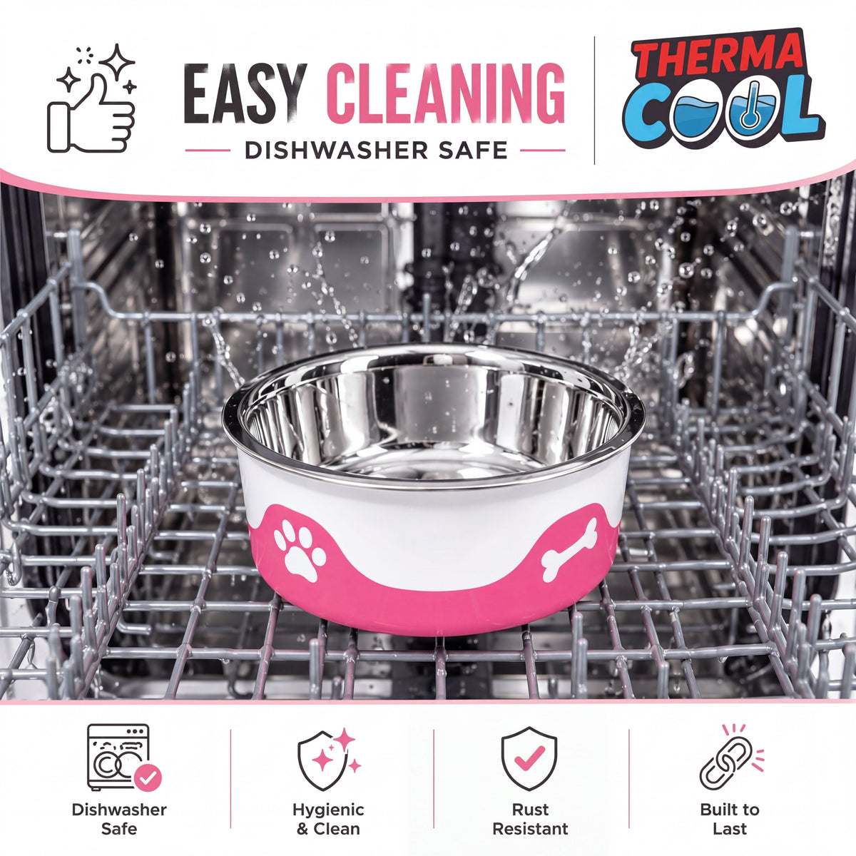 ThermaCool Insulated Dog Bowl - Hot Pink - product view 5