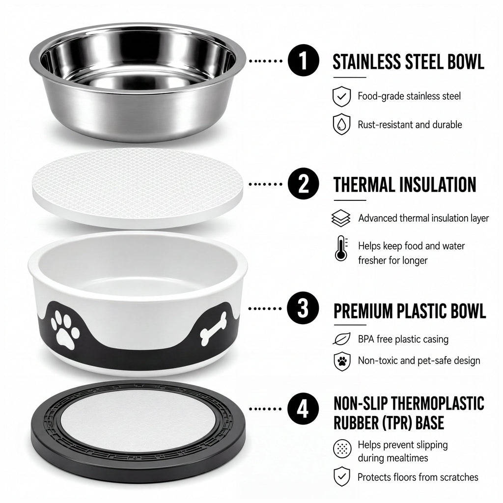 ThermaCool Insulated Dog Bowl - Espresso - product view 3