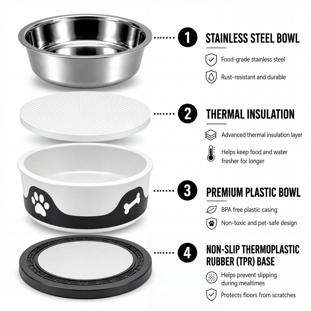 ThermaCool Insulated Dog Bowl - Espresso - product view 3