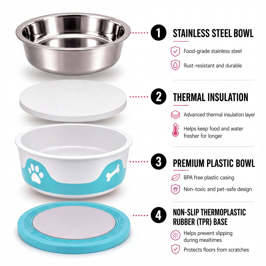ThermaCool Insulated Dog Bowl - Azure Blue - product view 3
