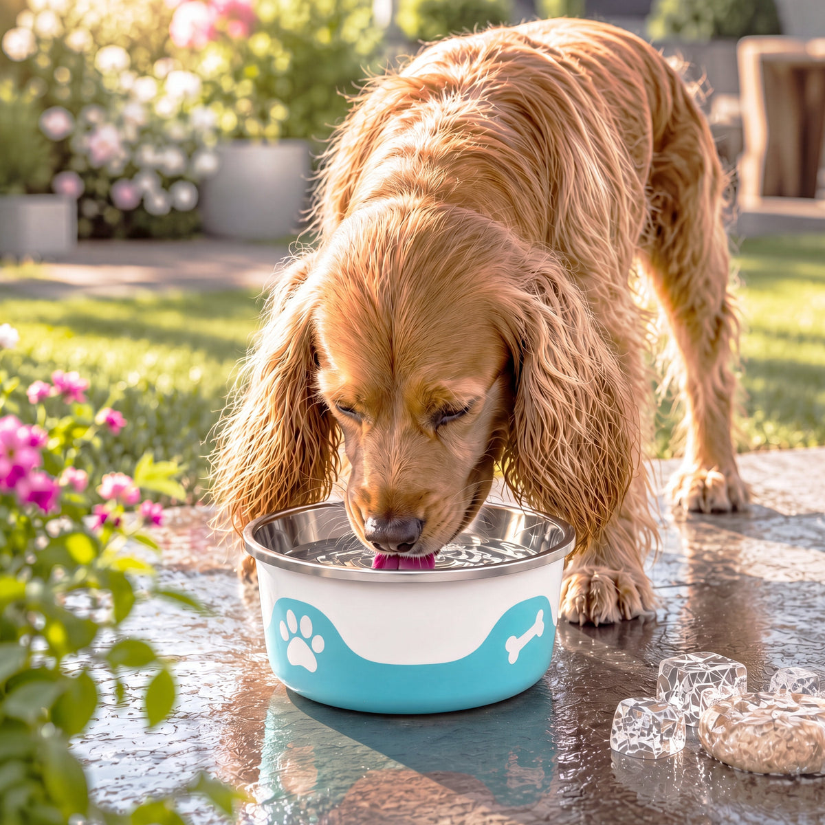 ThermaCool Insulated Dog Bowl - Azure Blue - product view 4