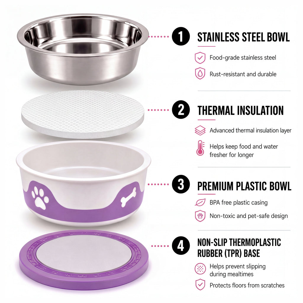 ThermaCool Insulated Dog Bowl - Grape - product view 3