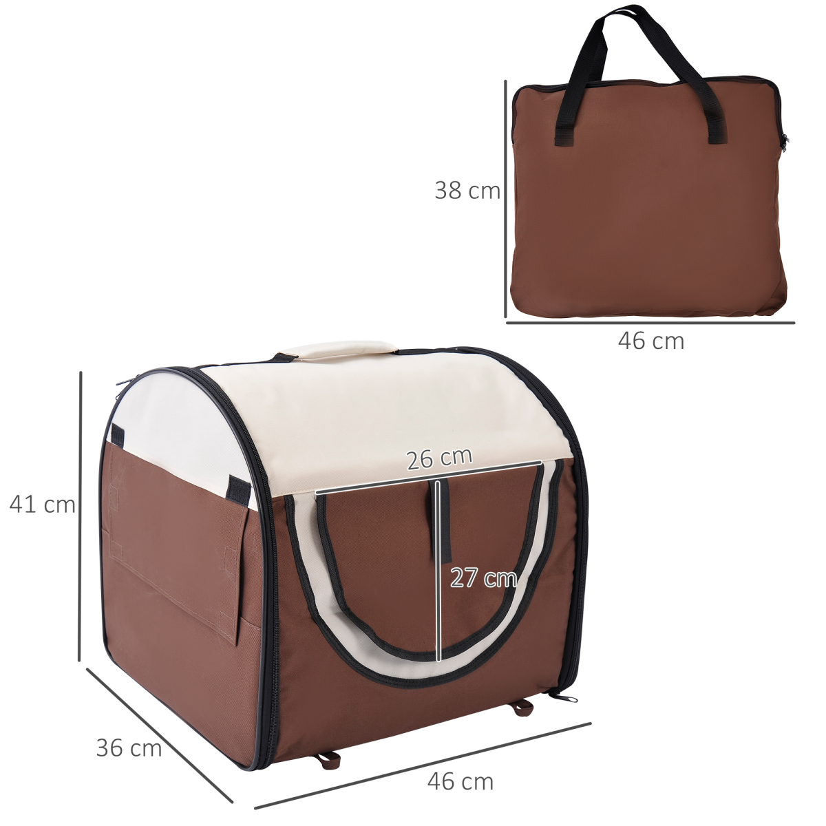 Foldable Soft Pet Travel Crate – Brown – product image 3