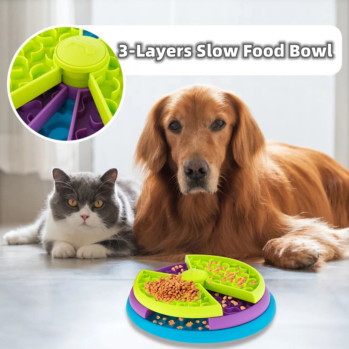 3-Layer Rotating Pet Puzzle Feeder
