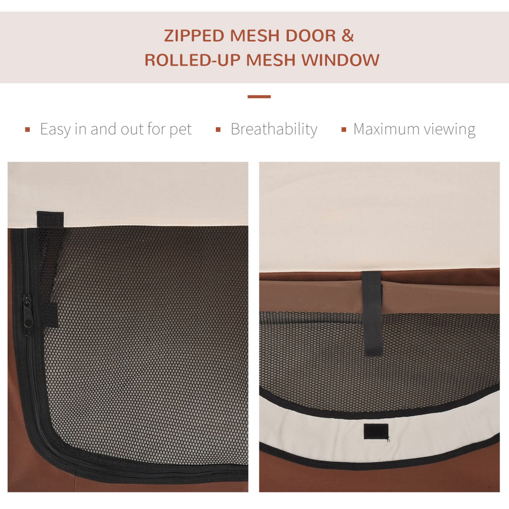 Foldable Soft Pet Travel Crate – Brown – product image 6
