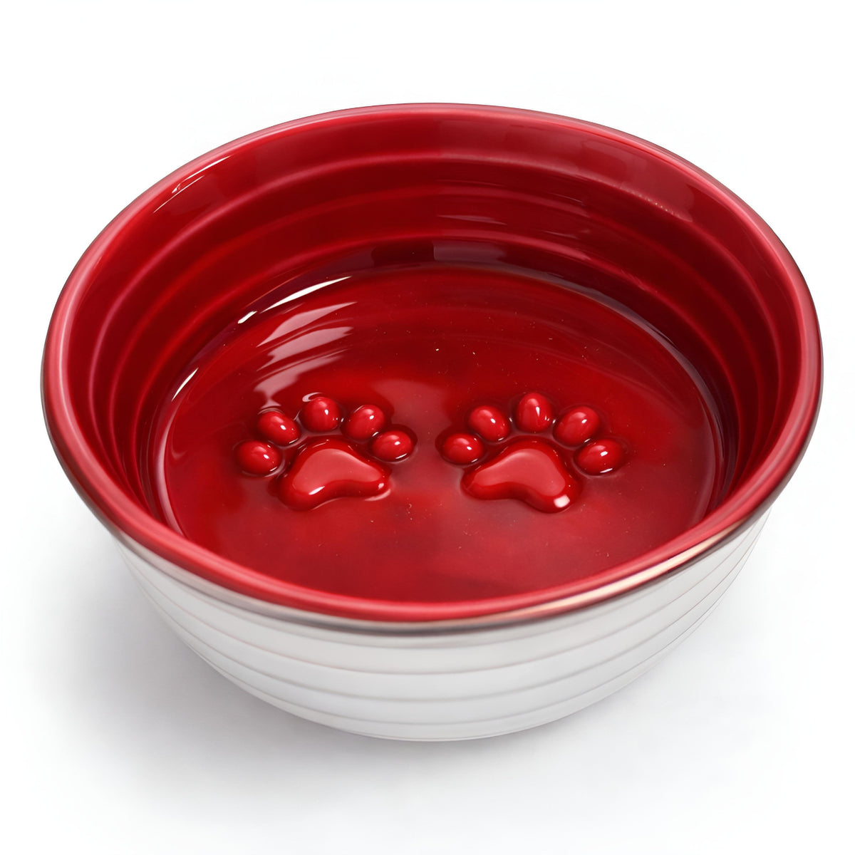 Poppy Stainless Steel Dog Bowl - Red