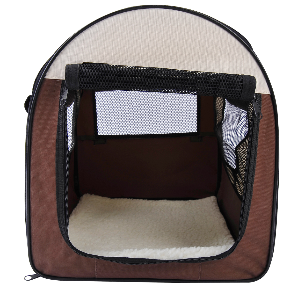 Foldable Soft Pet Travel Crate – Brown – product image 7