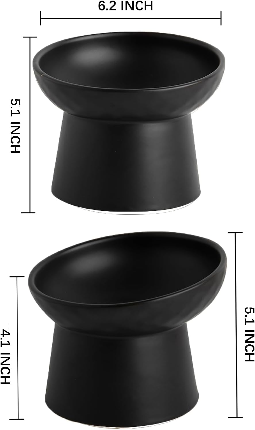 15° Raised Ceramic Cat Bowl Set - Black - product view 4