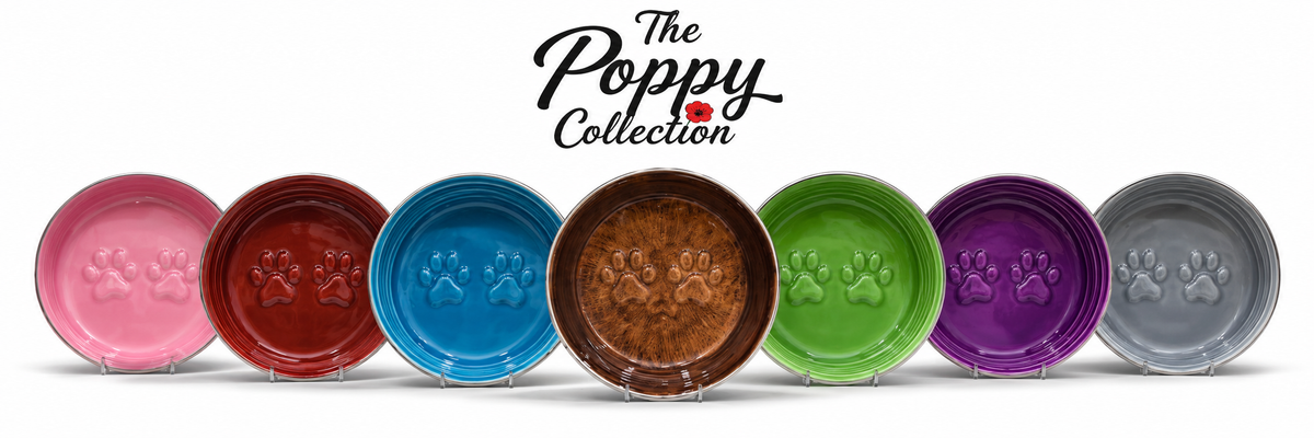 Poppy Stainless Steel Dog Bowl - Red - product view 2