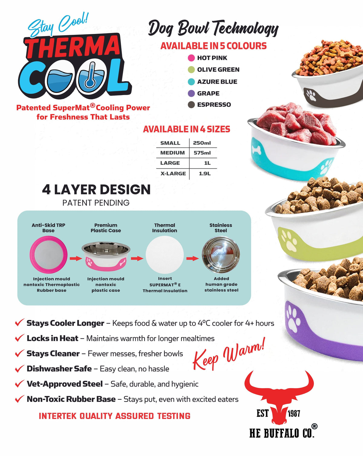 ThermaCool Insulated Dog Bowl - Espresso - product view 7