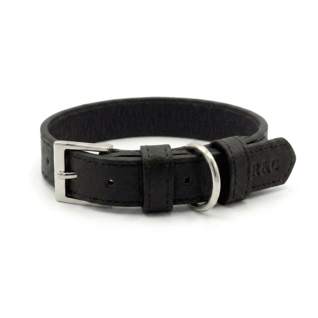 Black vegan leather dog collar