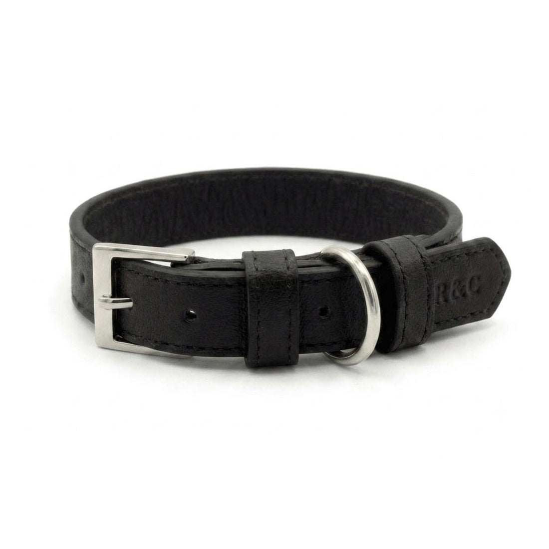 Black vegan leather dog collar