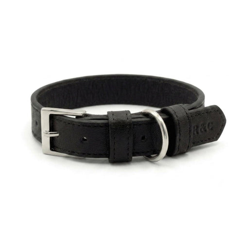 Black vegan leather dog collar