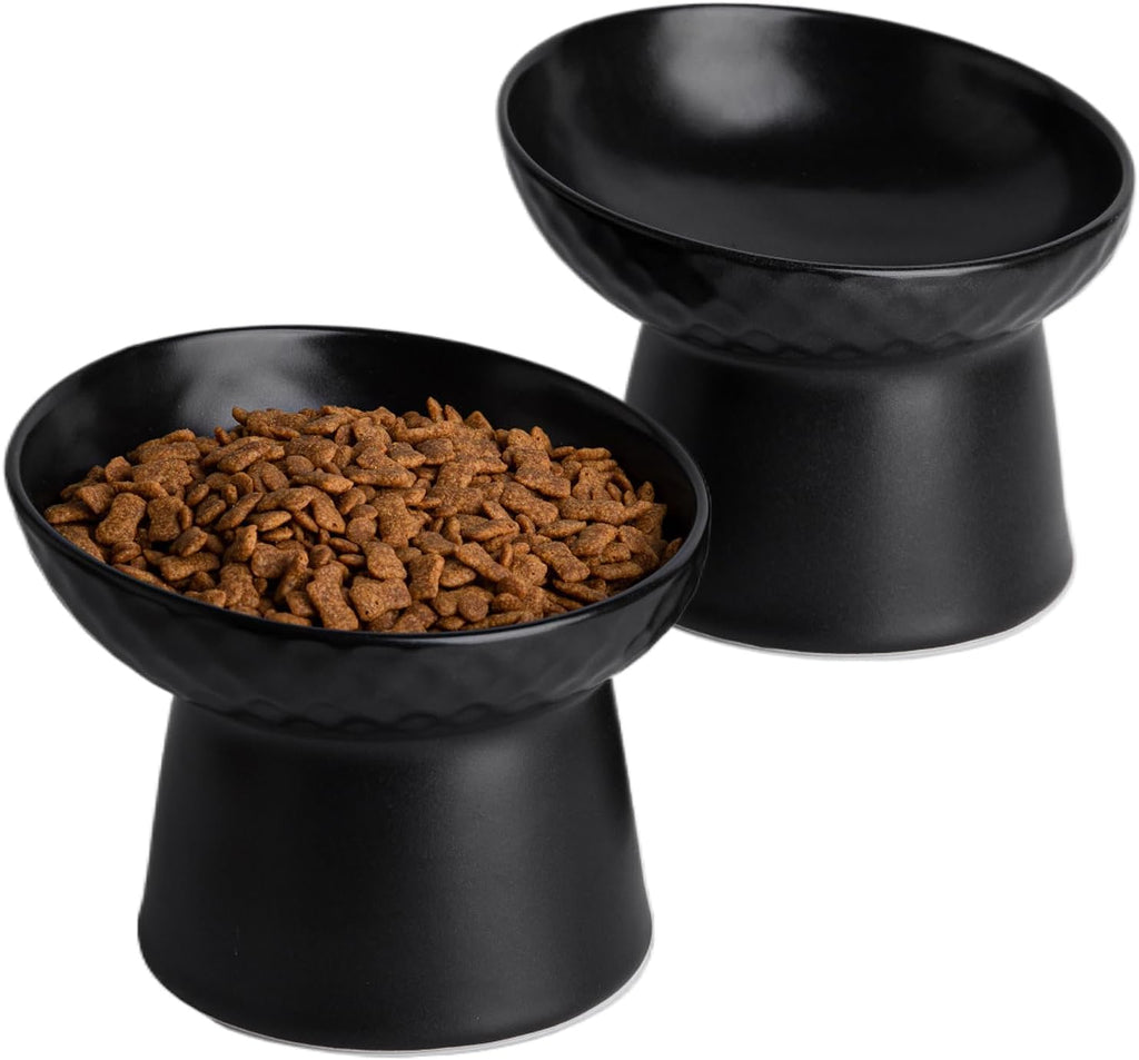 15° Raised Ceramic Cat Bowl Set - Black - product view 3