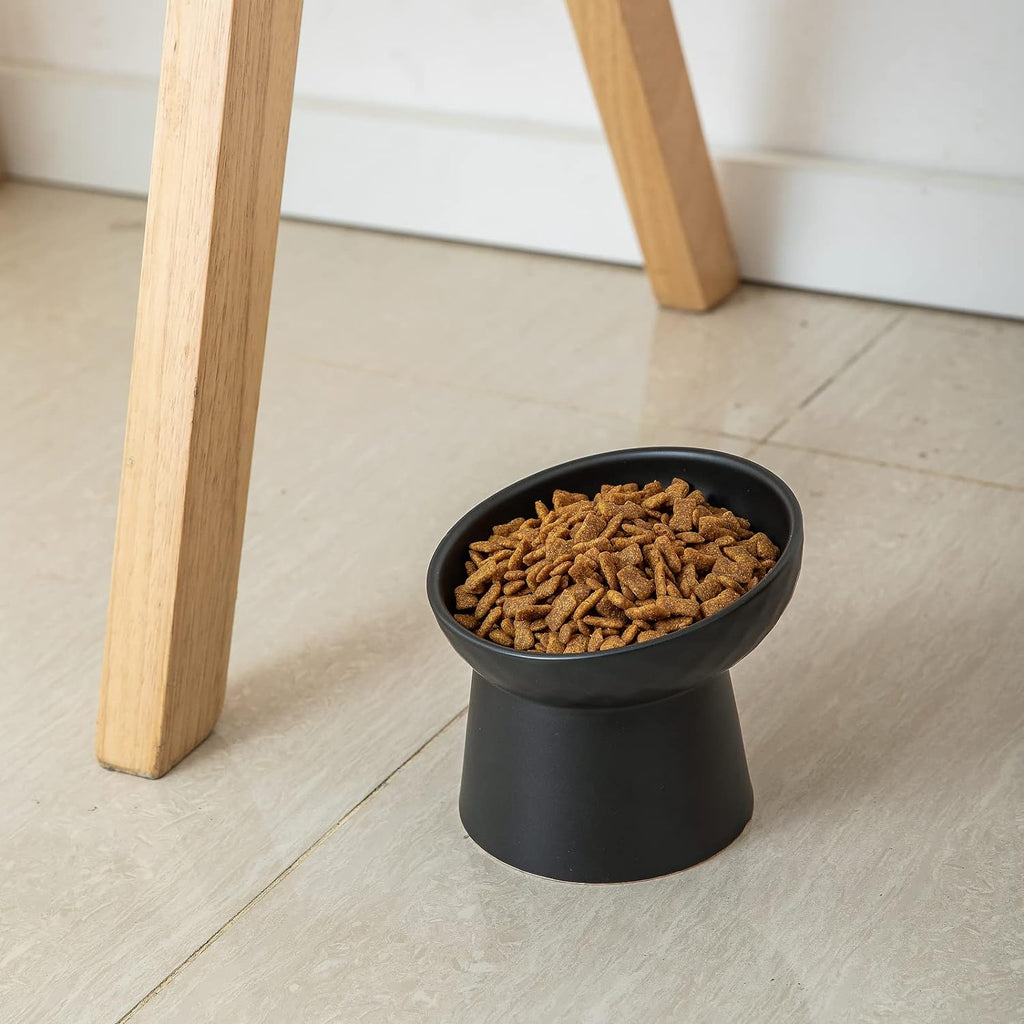 15° Raised Ceramic Cat Bowl Set - Black - product view 5