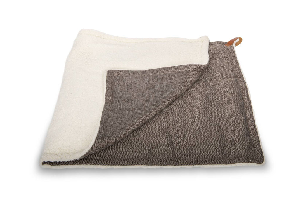 The Lincoln Tweed & Faux Fur Reversible Dog Blanket