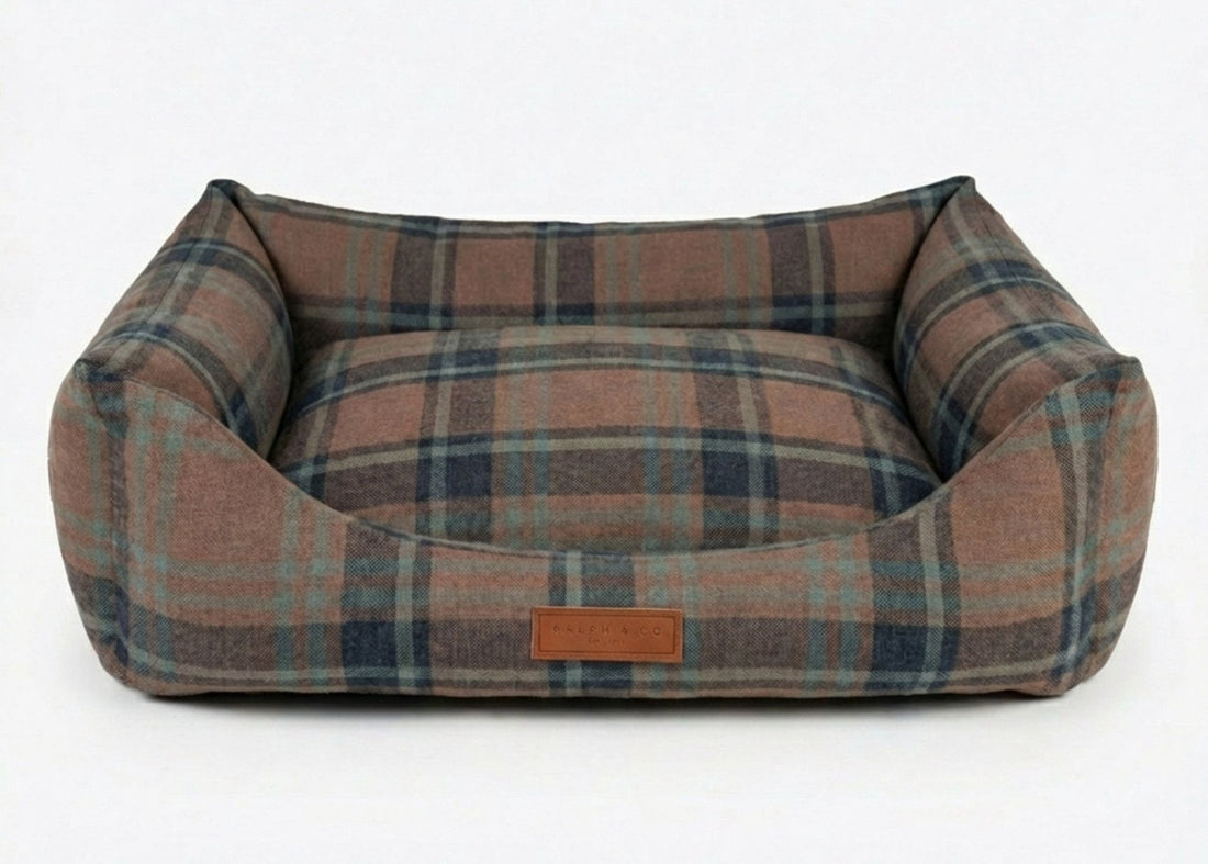 The Marlow tartan orthopaedic bolster dog bed