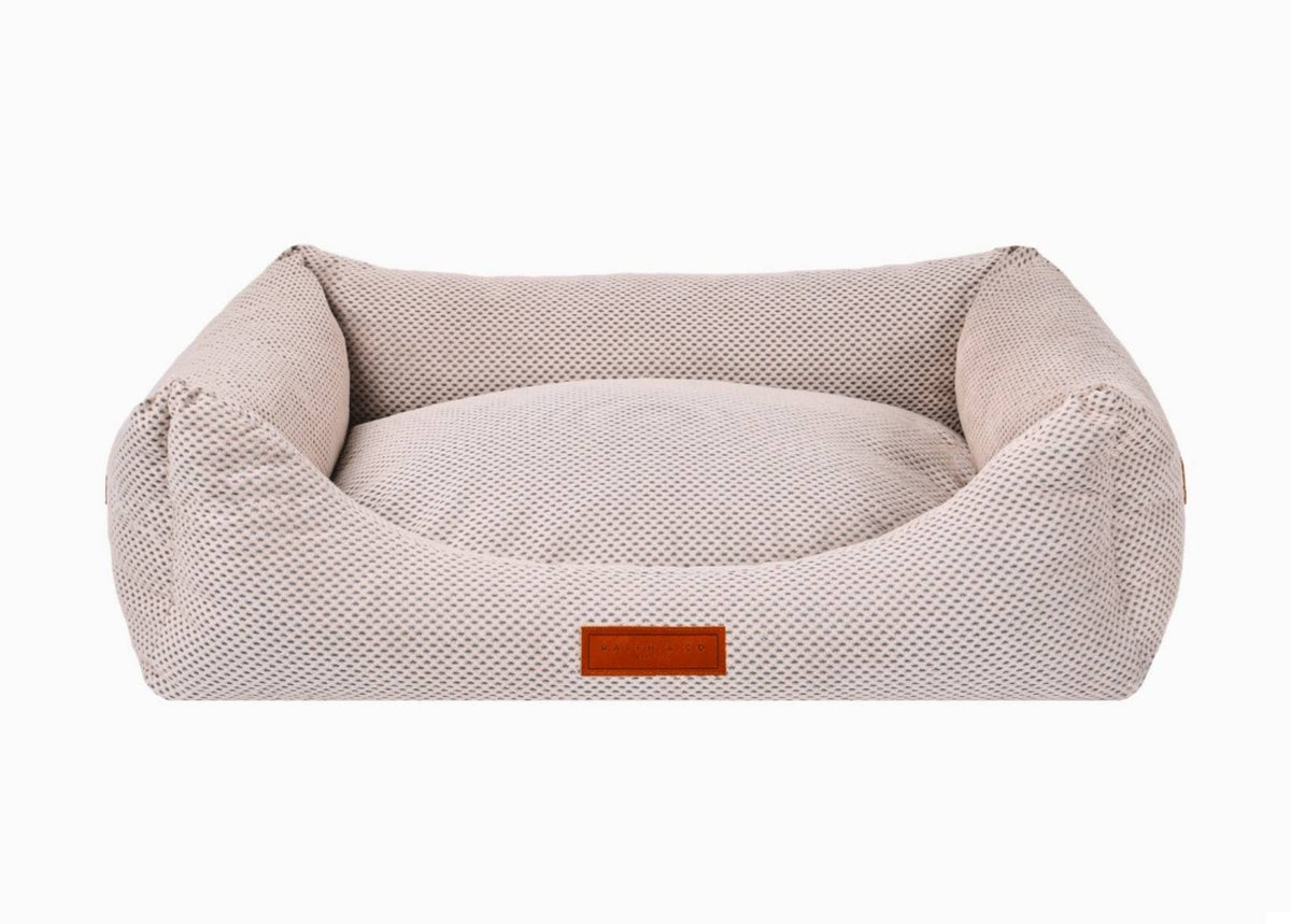The Chatsworth beige memory foam bolster dog bed